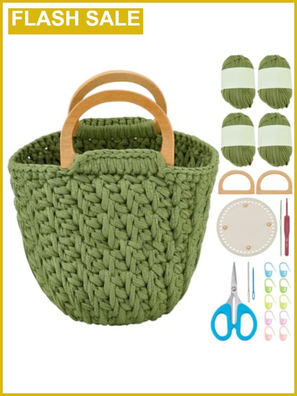 Crochet Kit for Beginners Complete Tote Bag DIY Knitting Supplies Set with Yarn